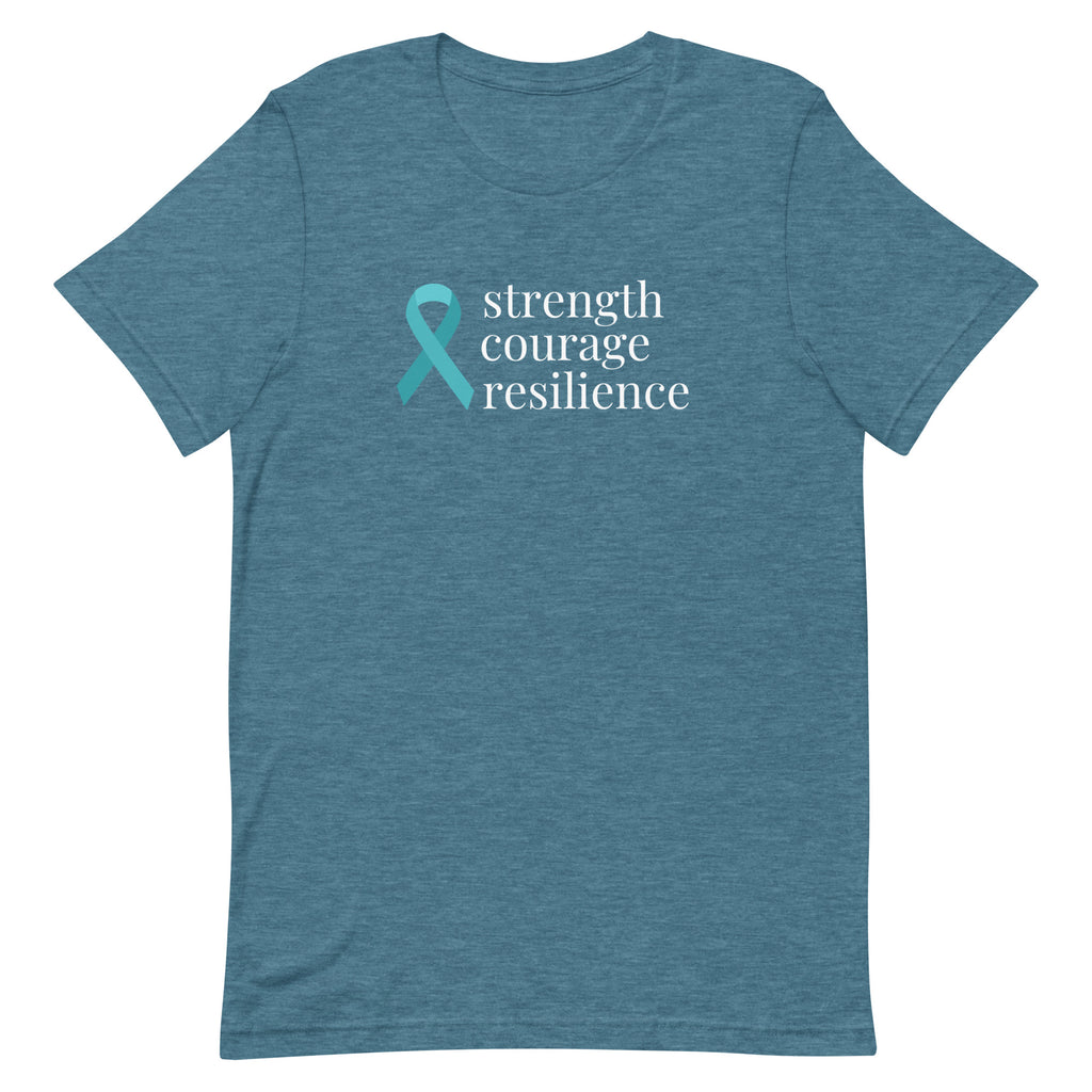 Ovarian Cancer "strength courage resilience" Ribbon T-shirt