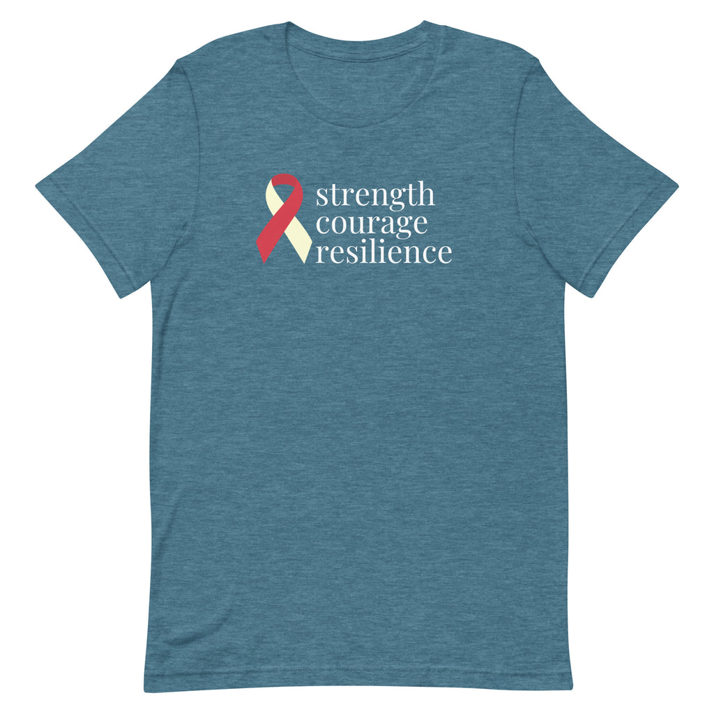 Head/Neck/Throat Cancer "strength courage resilience" Ribbon T-Shirt - Dark Colors