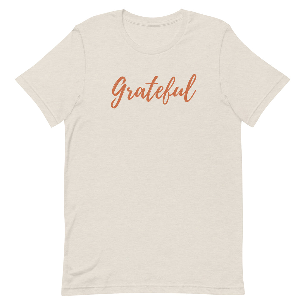 Grateful Script T-Shirt (Autumn Orange Font)