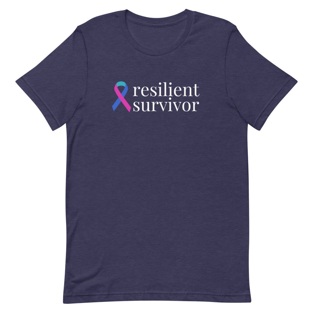 Thyroid Cancer "resilient survivor" Ribbon T-Shirt - Dark Colors