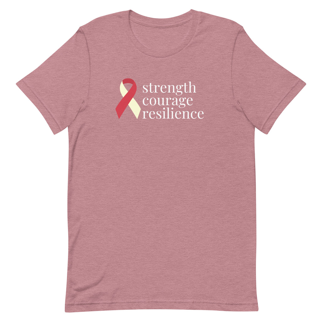 Head/Neck/Throat Cancer "strength courage resilience" Ribbon T-Shirt - Dark Colors