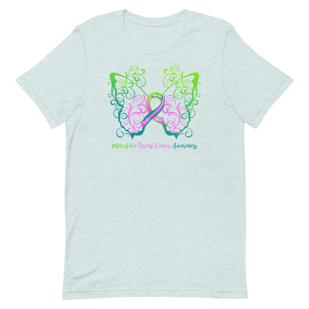 Metastatic Breast Cancer Awareness Filigree Butterfly T-Shirt - Light Colors