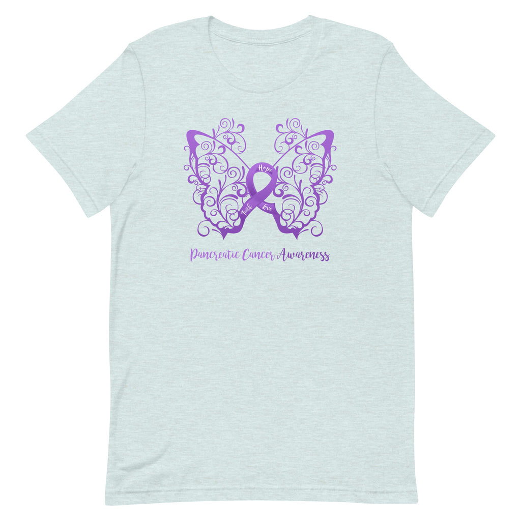 Pancreatic Cancer Awareness Filigree Butterfly T-Shirt - Light Colors