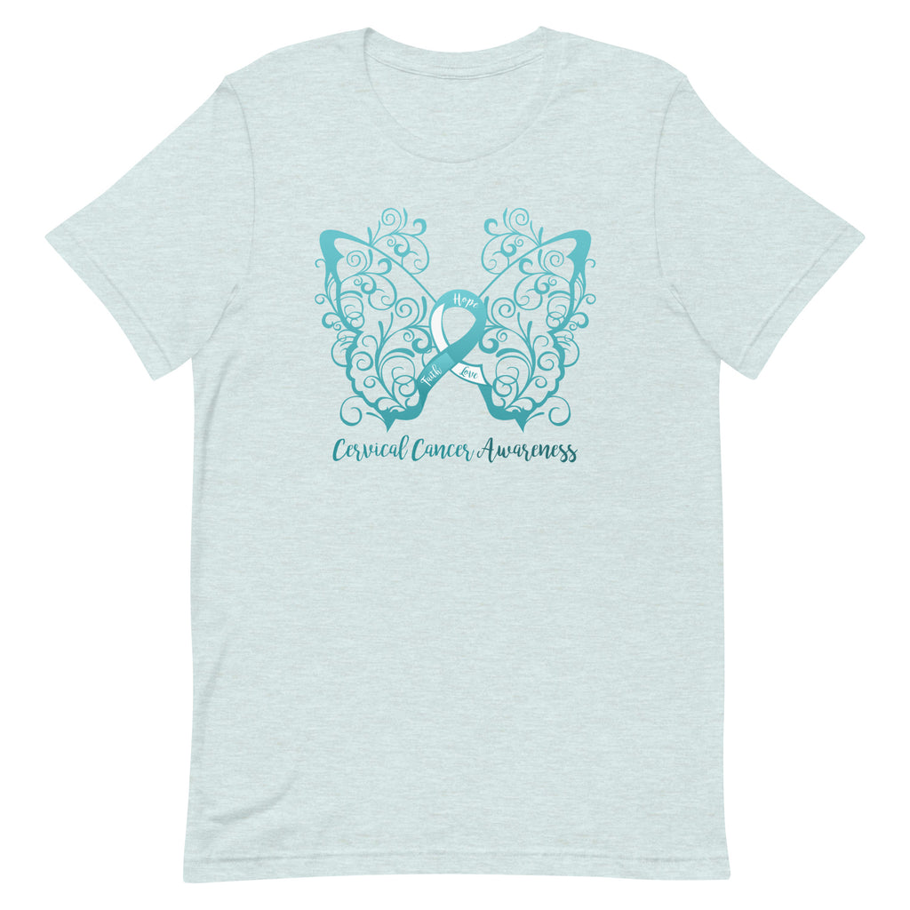 Cervical Cancer Awareness Filigree Butterfly T-Shirt - Several Colors Available