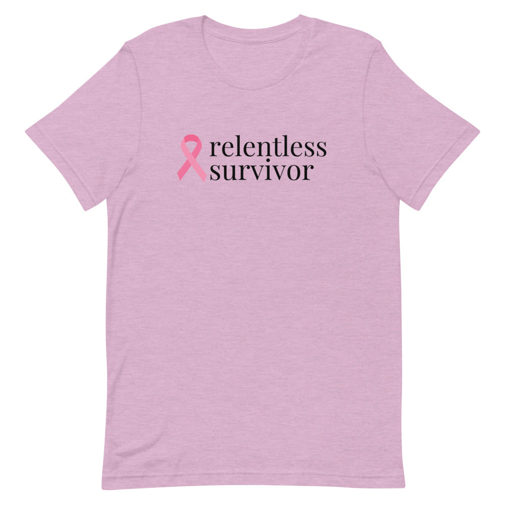 Breast Cancer relentless survivor Ribbon T-Shirt - Light Colors
