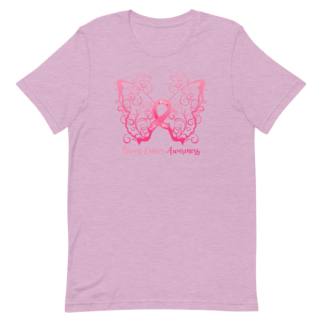 Breast Cancer Awareness Filigree Butterfly T-Shirt - Light Colors