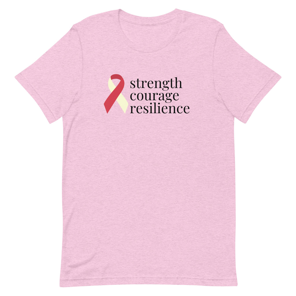 Head/Neck/Throat Cancer "strength courage resilience" Ribbon T-Shirt - Light Colors
