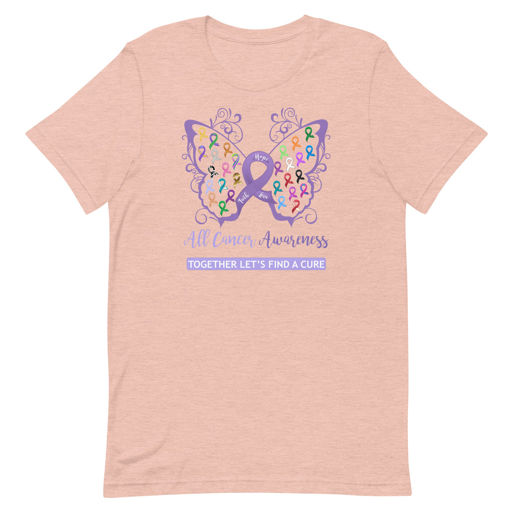 All Cancer Awareness Filigree Butterfly T-Shirt - Several Colors Available