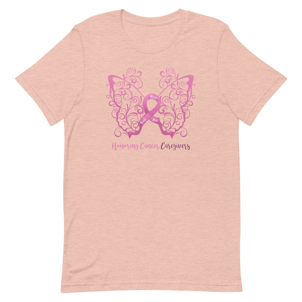 Honoring Cancer Caregivers Filigree Butterfly T-Shirt - Light Colors