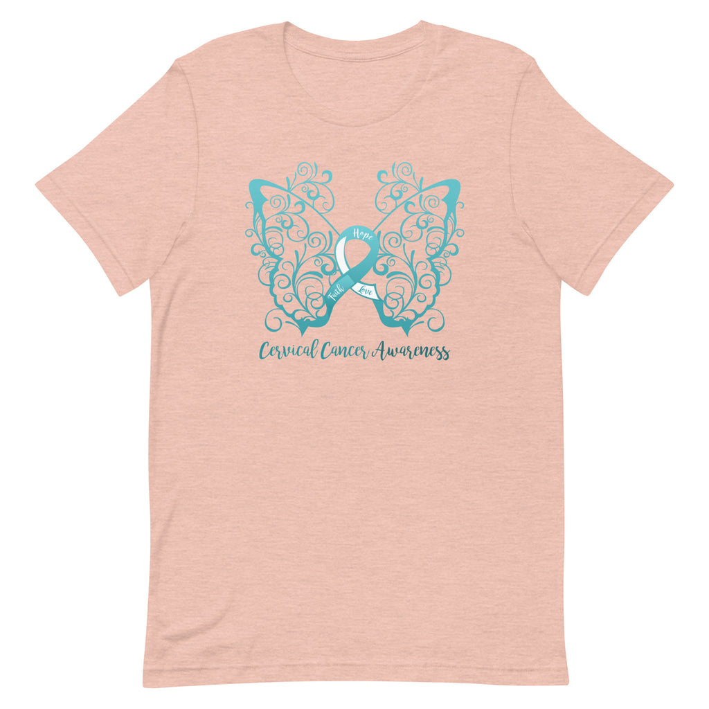 Cervical Cancer Awareness Filigree Butterfly T-Shirt - Several Colors Available