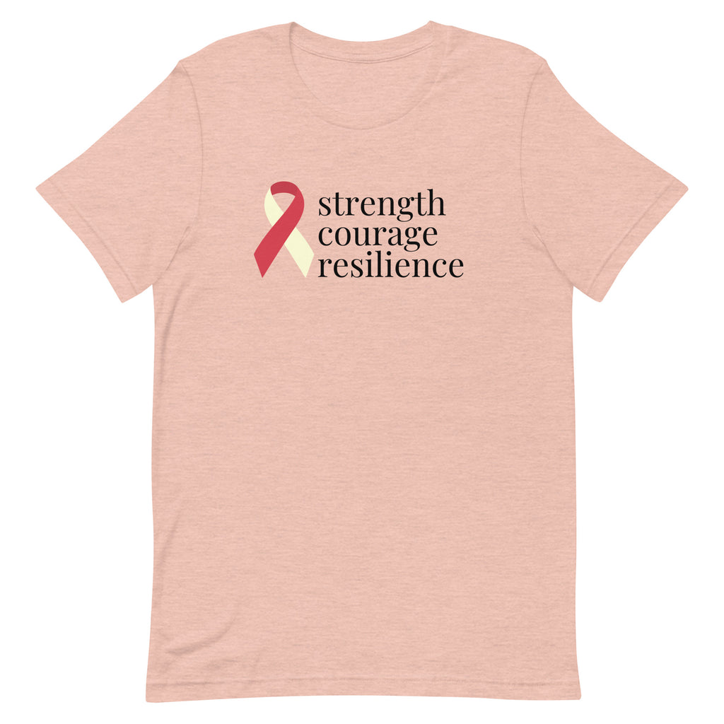 Head/Neck/Throat Cancer "strength courage resilience" Ribbon T-Shirt - Light Colors
