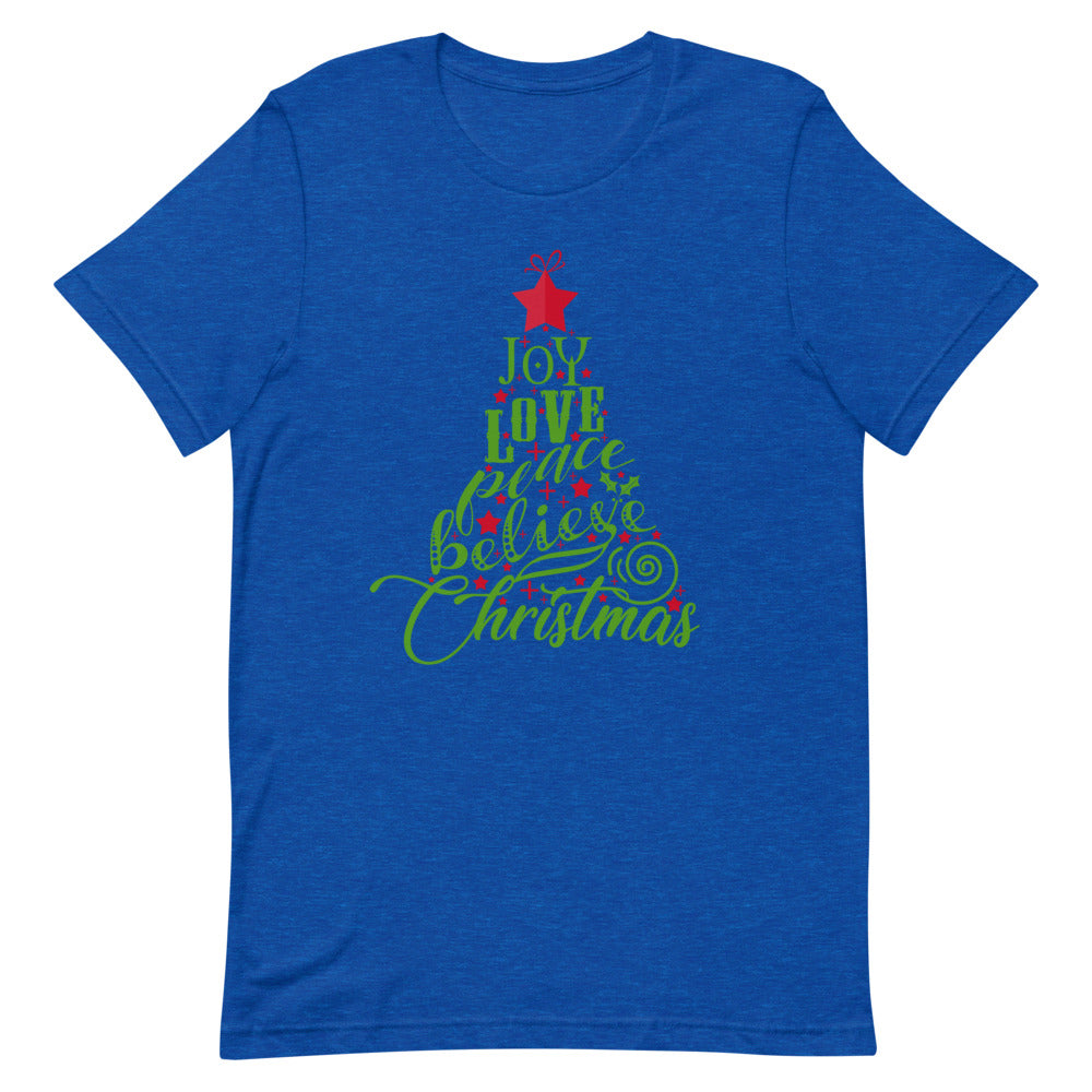Joy Love Peace Believe Christmas T-Shirt - Several Colors Available