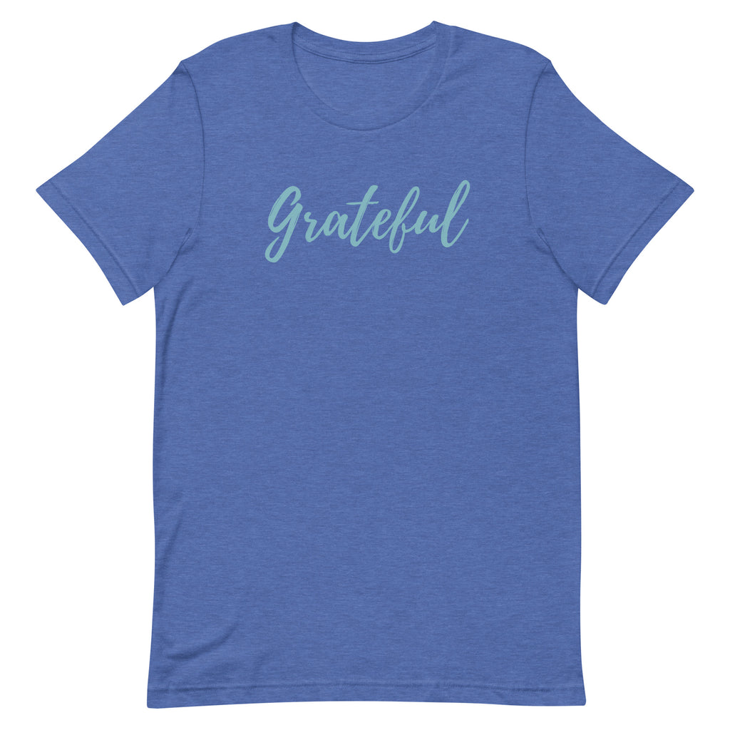 Grateful Script T-Shirt (Smoky Blue Font)