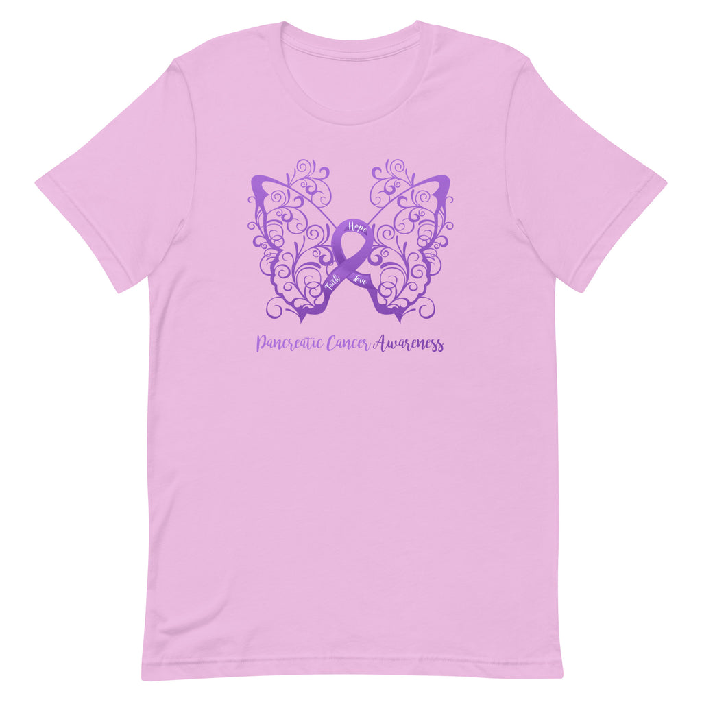 Pancreatic Cancer Awareness Filigree Butterfly T-Shirt - Light Colors