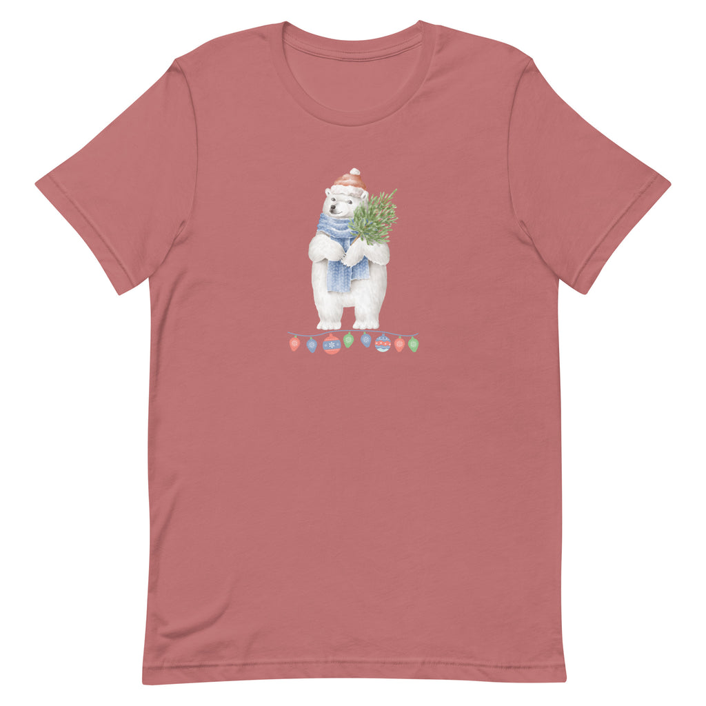Vintage Watercolor Christmas Polar Bear T-Shirt - Light Colors
