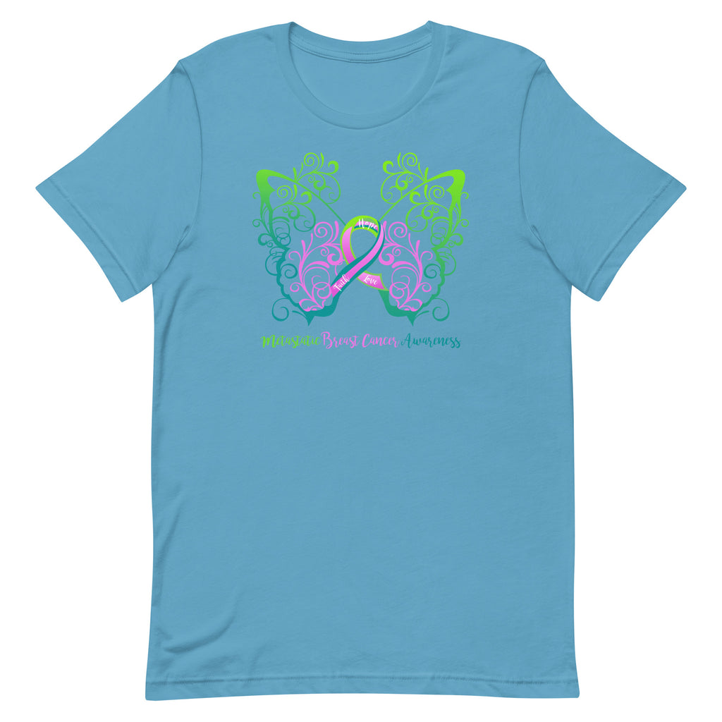 Metastatic Breast Cancer Awareness Filigree Butterfly T-Shirt - Dark Colors