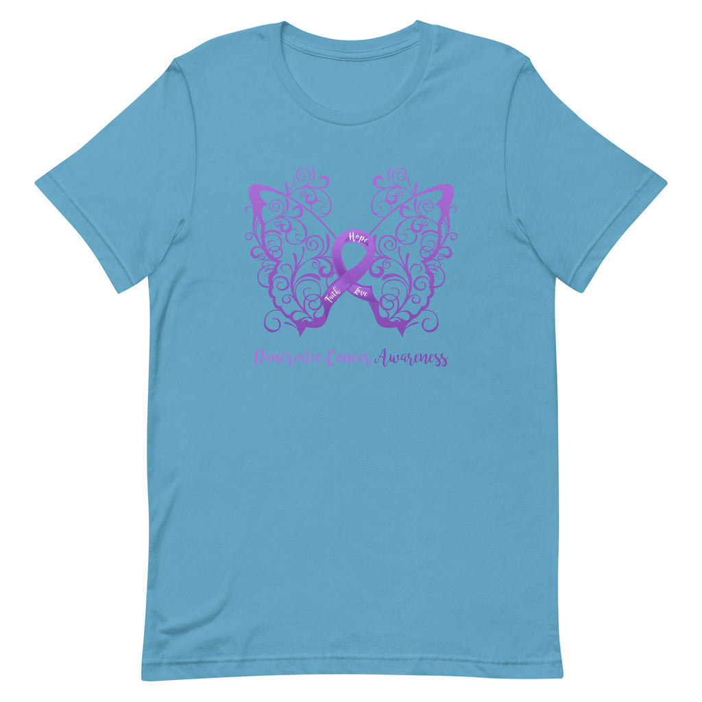 Pancreatic Cancer Awareness Filigree Butterfly T-Shirt - Dark Colors