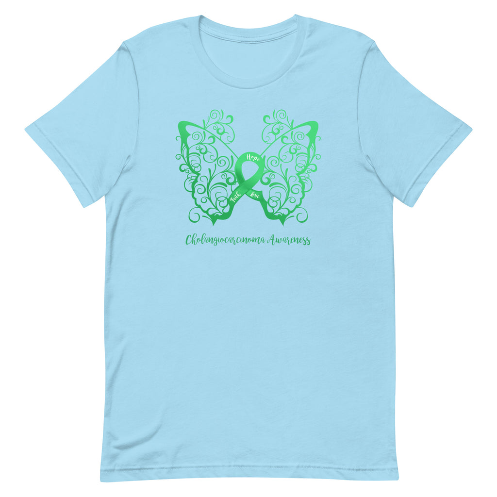 Cholangiocarcinoma Awareness Filigree Butterfly T-Shirt
