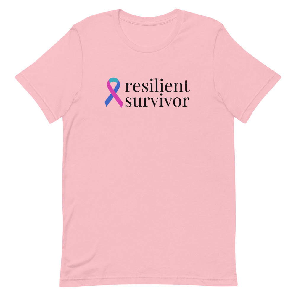Thyroid Cancer "resilient survivor" Ribbon T-Shirt - Light Colors