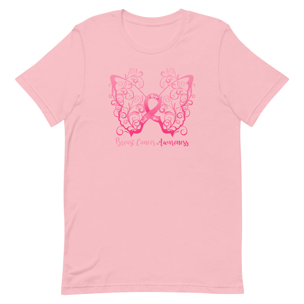 Breast Cancer Awareness Filigree Butterfly T-Shirt - Light Colors