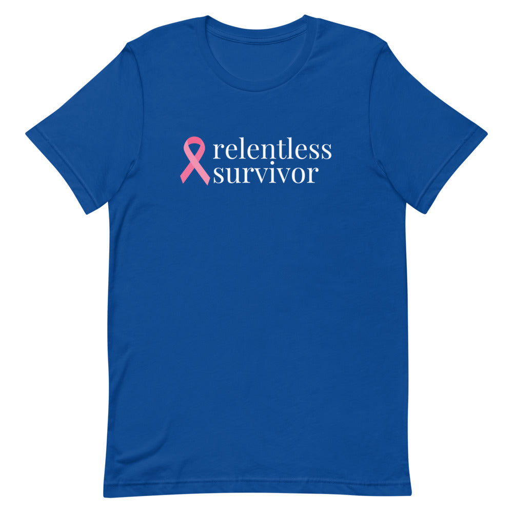 Breast Cancer relentless survivor Ribbon T-Shirt - Dark Colors