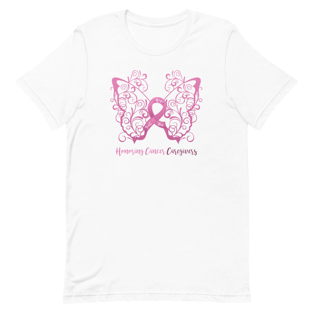 Honoring Cancer Caregivers Filigree Butterfly T-Shirt - Light Colors