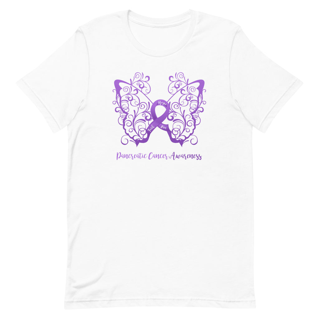 Pancreatic Cancer Awareness Filigree Butterfly T-Shirt - Light Colors