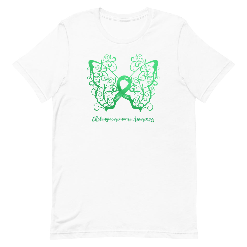 Cholangiocarcinoma Awareness Filigree Butterfly T-Shirt