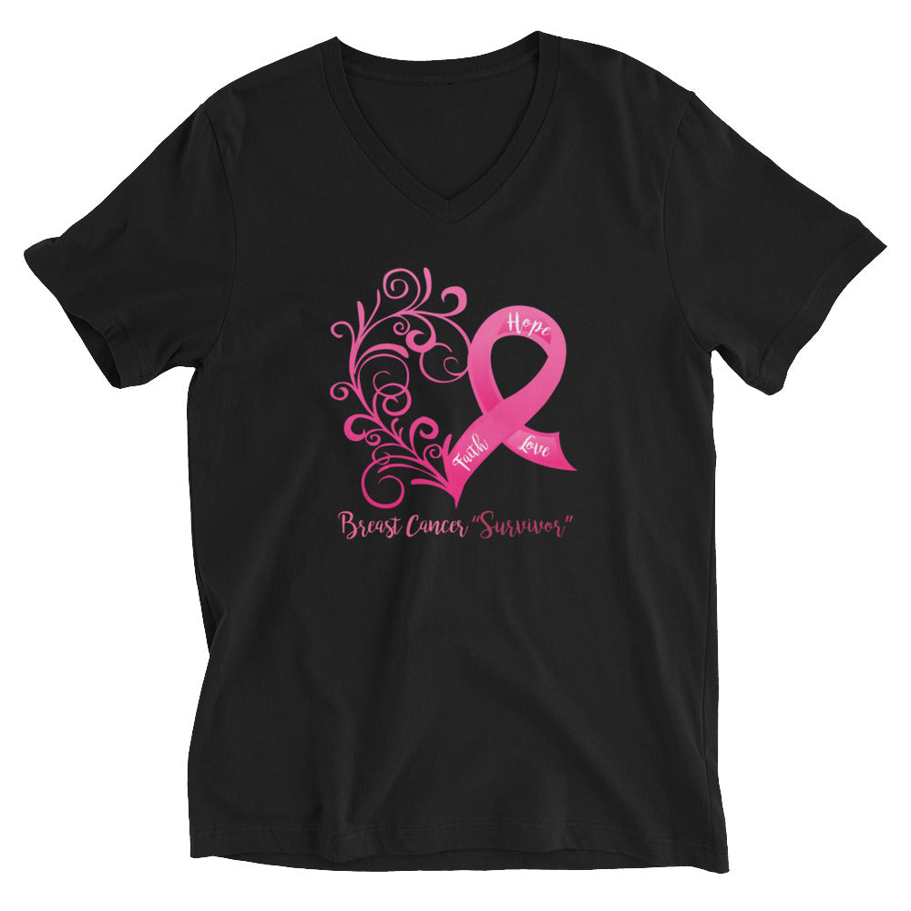 Breast Cancer "Survivor" V-Neck T-Shirt