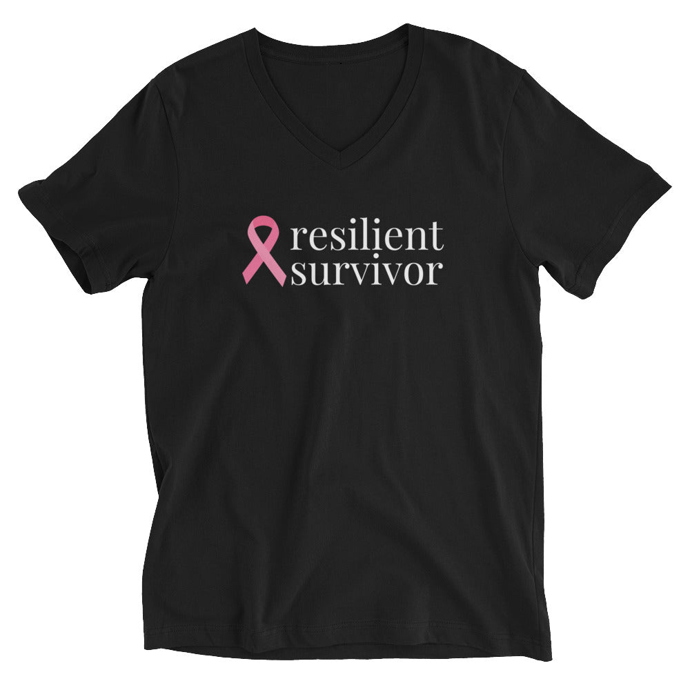 Breast Cancer resilient survivor Ribbon V-Neck T-Shirt