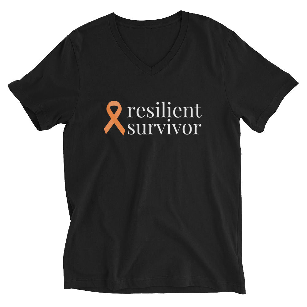 Leukemia resilient survivor Ribbon V-Neck T-Shirt