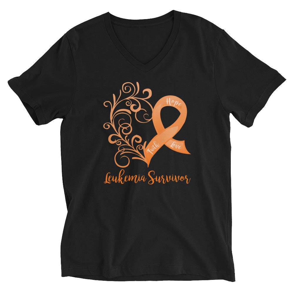 Leukemia Survivor Heart V-Neck T-Shirt