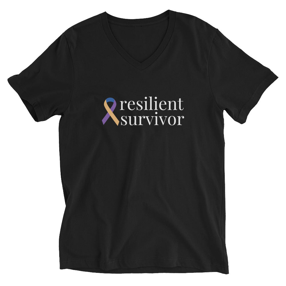 Bladder Cancer "resilient survivor" V-Neck T-Shirt