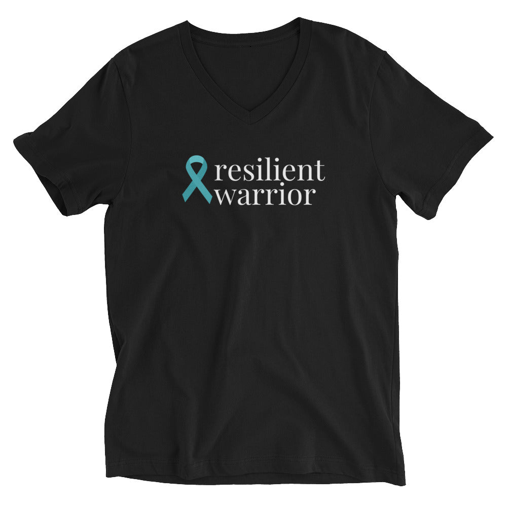 Ovarian Cancer resilient warrior Ribbon V-Neck T-Shirt