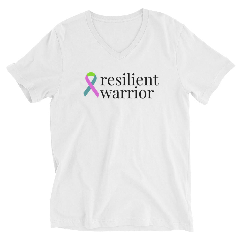 Metastatic Breast Cancer resilient warrior Ribbon V-Neck T-Shirt