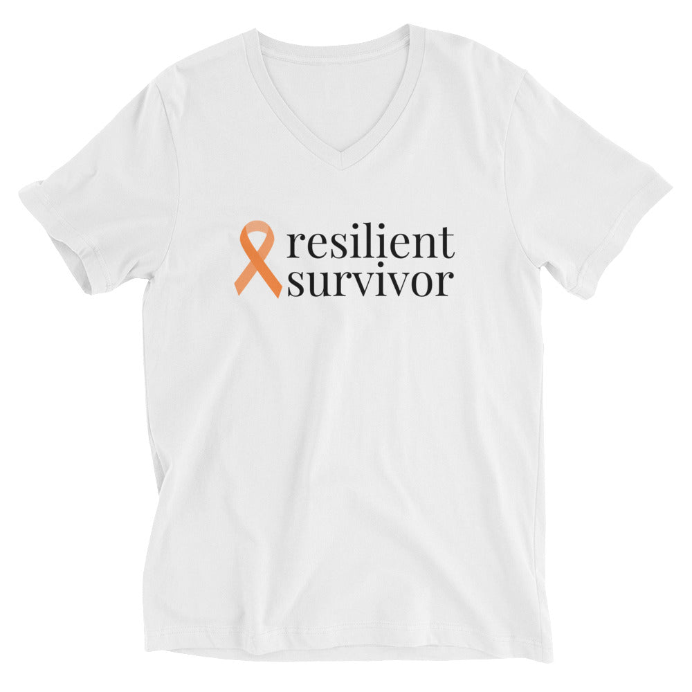 Leukemia resilient survivor Ribbon V-Neck T-Shirt