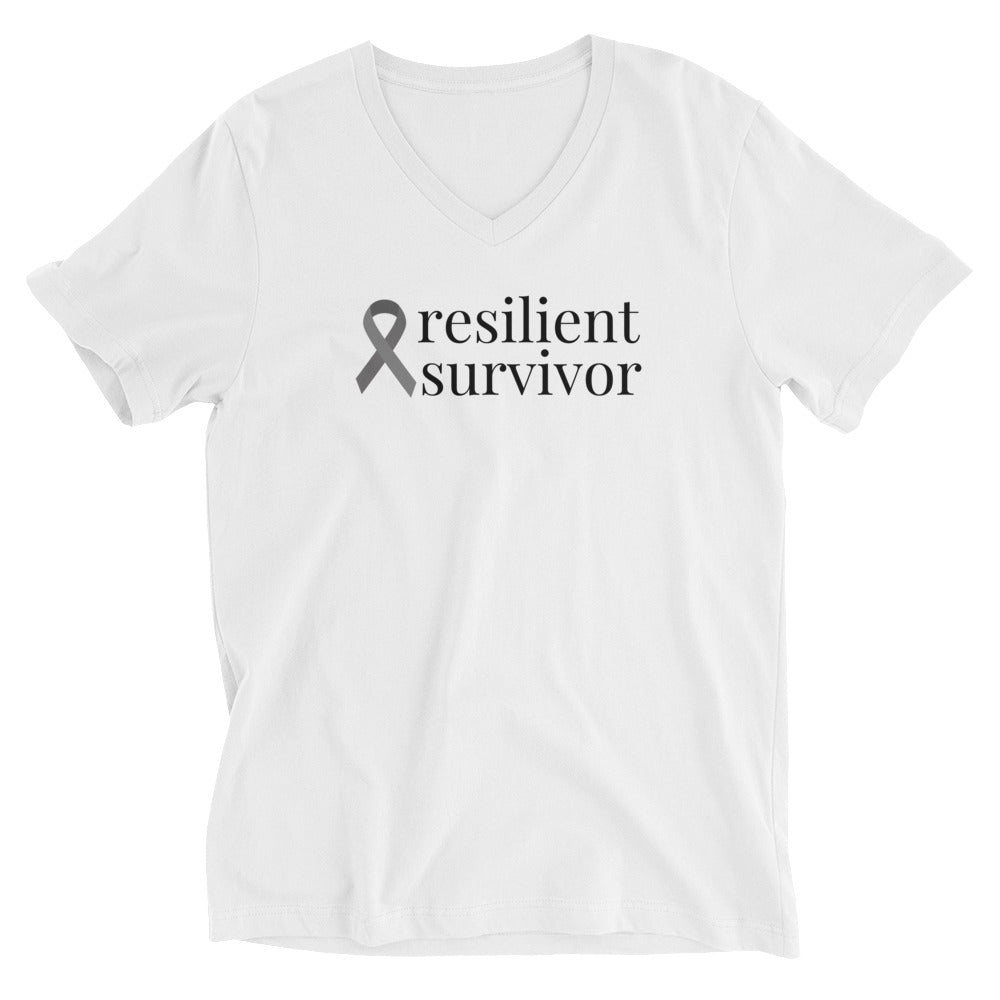 Brain Cancer "resilient survivor" V-Neck T-Shirt