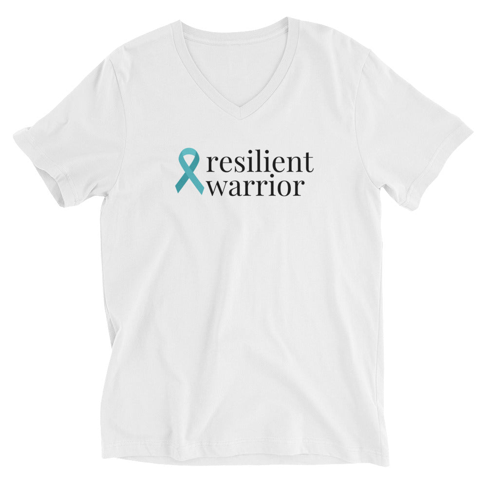 Ovarian Cancer resilient warrior Ribbon V-Neck T-Shirt