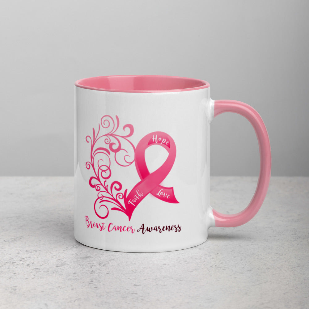 Breast Cancer Awareness 11 oz. Mug with Pink Interior (Dual Sided Design)