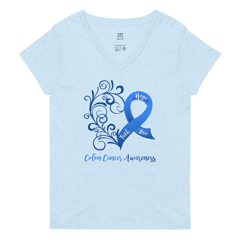 Colon Cancer Awareness Women’s Recycled V-Neck T-Shirt