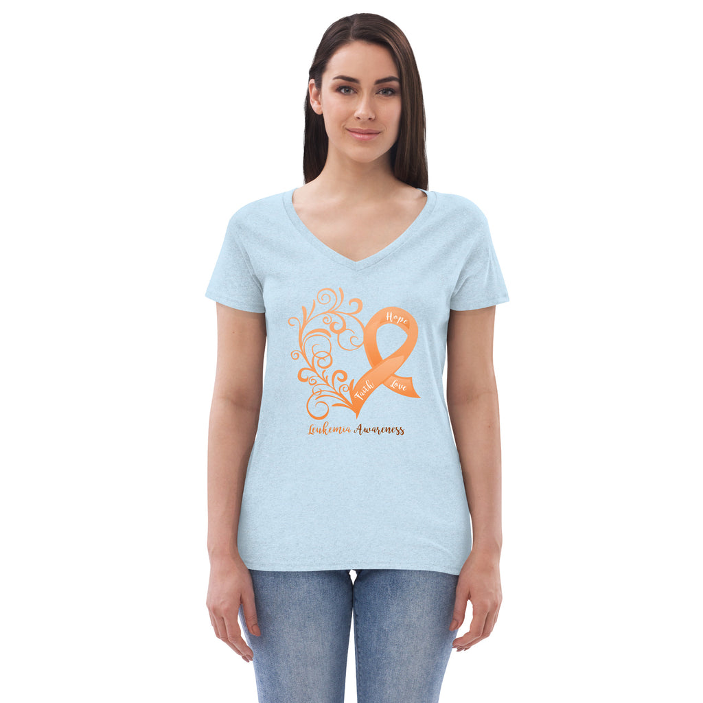 Leukemia Awareness Women’s Recycled V-Neck T-Shirt (Several Colors Available)