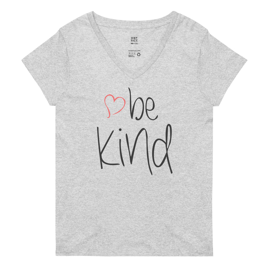 be kind Heart Women’s Recycled V-Neck T-Shirt - Light Colors