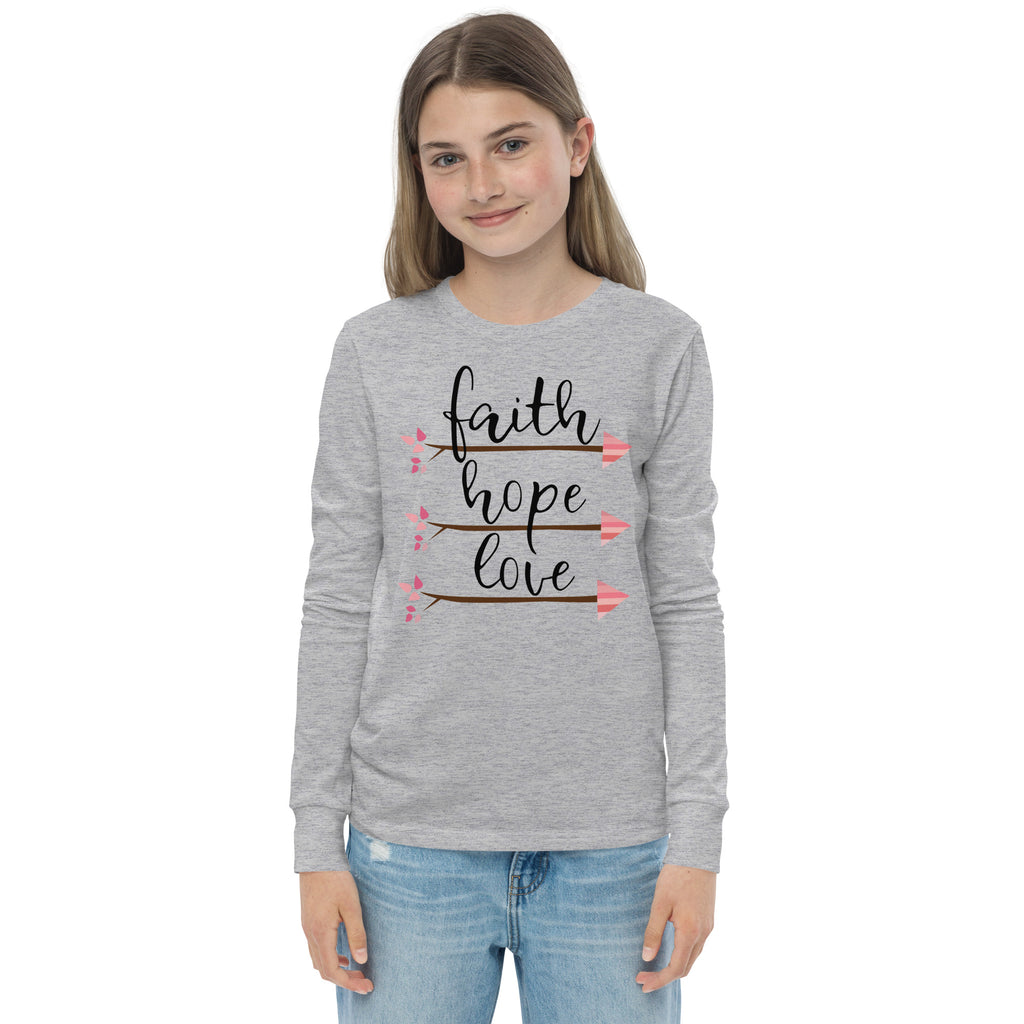 Faith Hope Love Arrows Youth Long Sleeve Tee