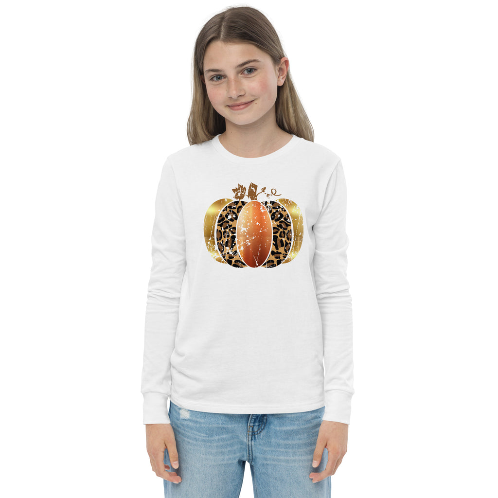 Leopard Bronze Pumpkin Youth Long Sleeve Tee (Several Colors Available)