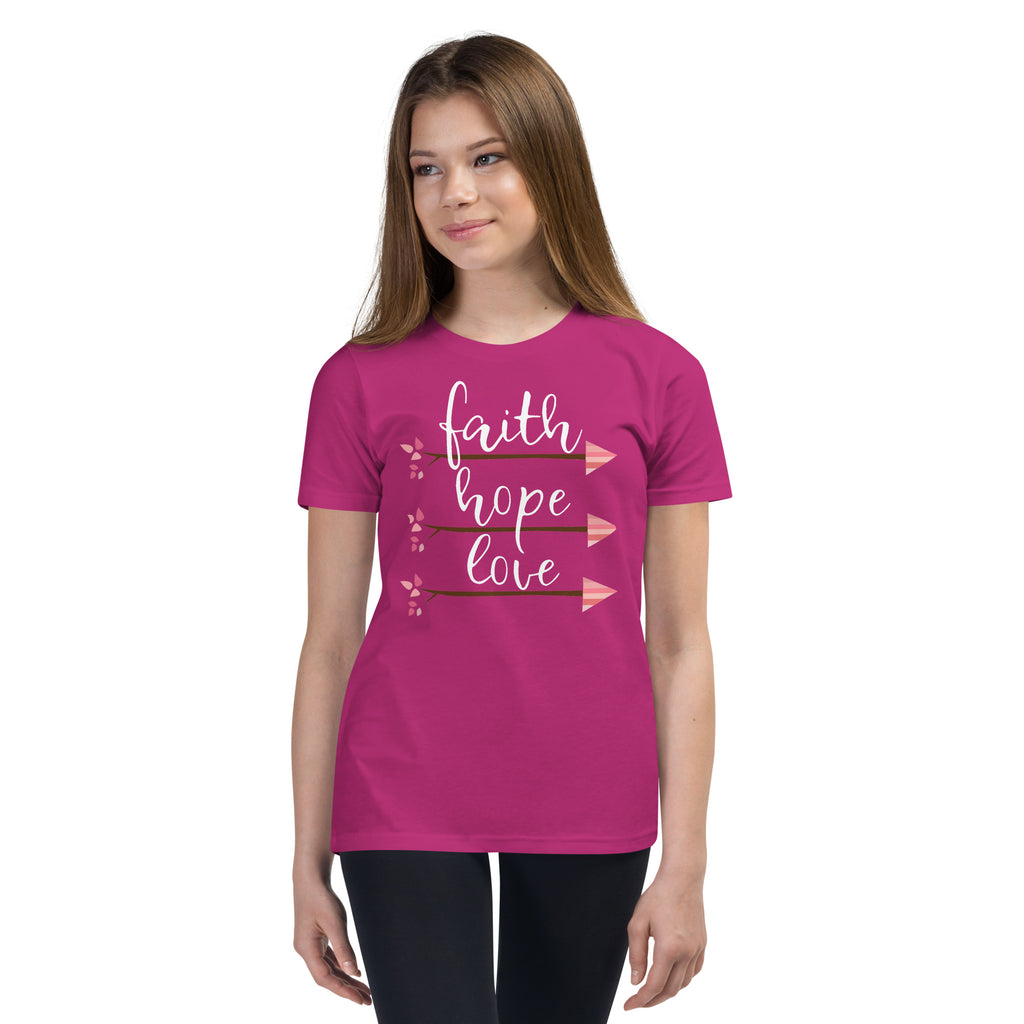 Faith Hope Love Arrows Youth Short Sleeve T-Shirt