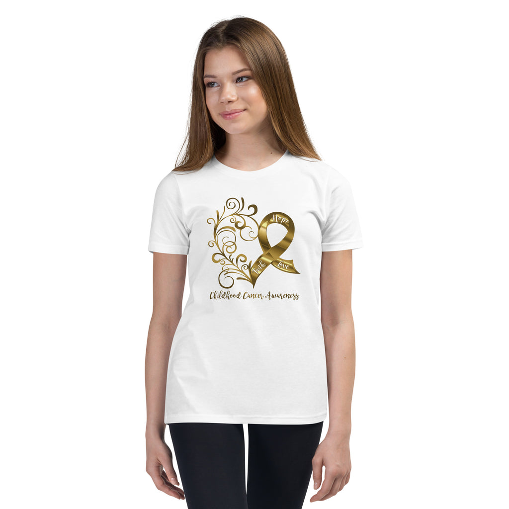 Childhood Cancer Awareness Youth Short Sleeve T-Shirt - Several Colors Available